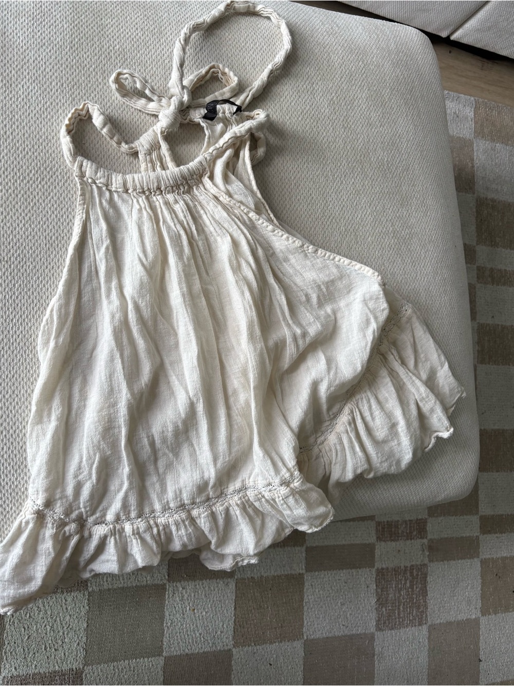 Zara Cream Ruffled Halter Top
